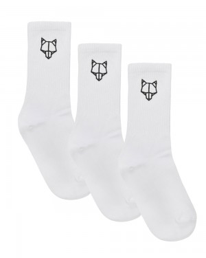 Καλτσεσ Naked Wolfe 3 Pack Mens Egyptian Cotton Socks White | VOQIXK897