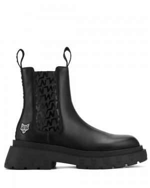 Μποτεσ Naked Wolfe Caution Black Leather | GXIWNU314